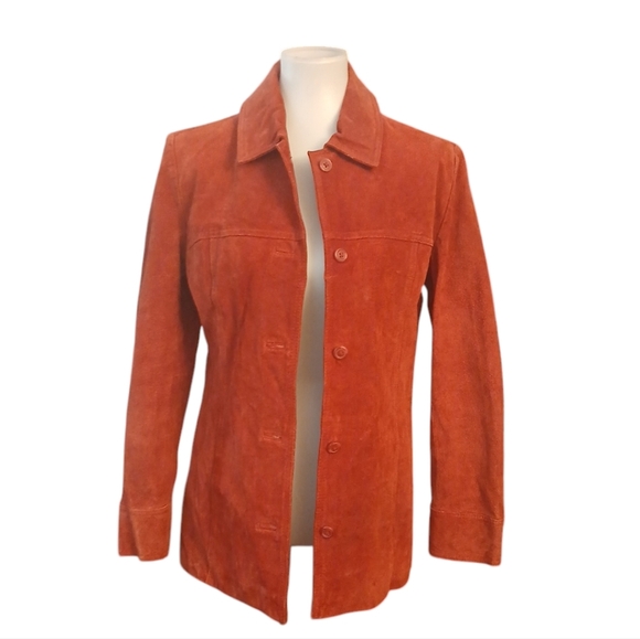 Jacklym Smith Genuine Suede Red Leather Button Down Jacket Size Small - Picture 3 of 11